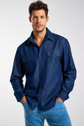 CAMISA M/L JEANS DOIS BOLSOS