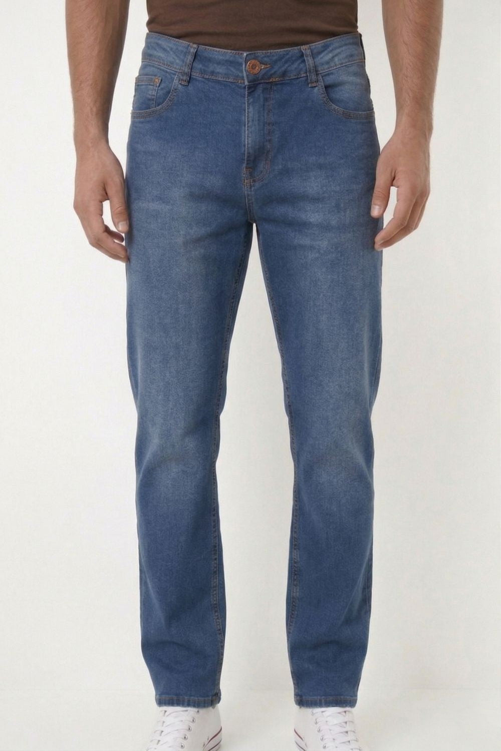 CALÇA JEANS RETA BLUE WASH