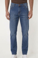 CALÇA JEANS RETA BLUE WASH