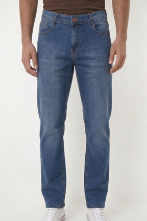 CALÇA JEANS RETA BLUE WASH
