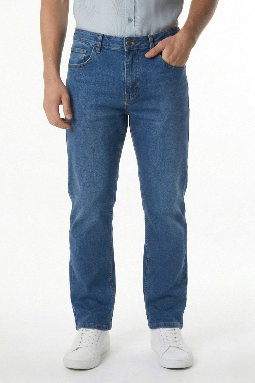 CALÇA JEANS RETA BLUE WASH