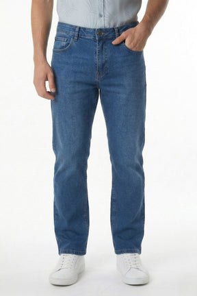 CALÇA JEANS RETA BLUE WASH