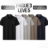 Kit 5 Camisas Polo Masculinas Valder Premium em Seda Mulberry, Poliéster e Elastano